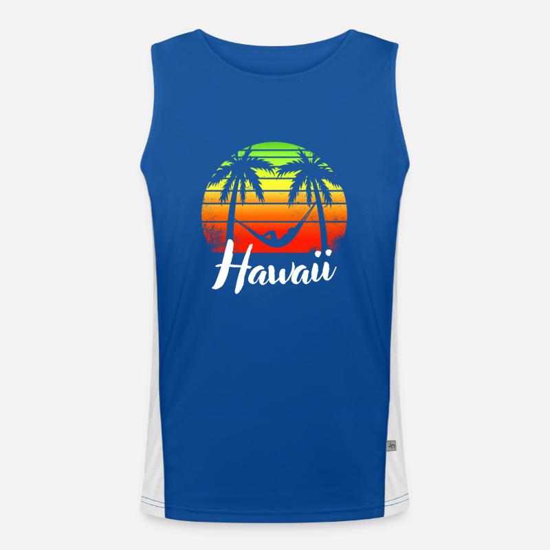Tropical Palms Summer Gift Retro Hawaii Débardeur respirant contrasté Homme 