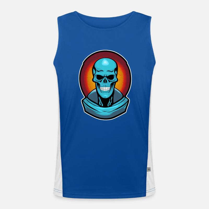 Blauer Monsterschädel Funktionelles Kontrast-Tank Top für Männer 