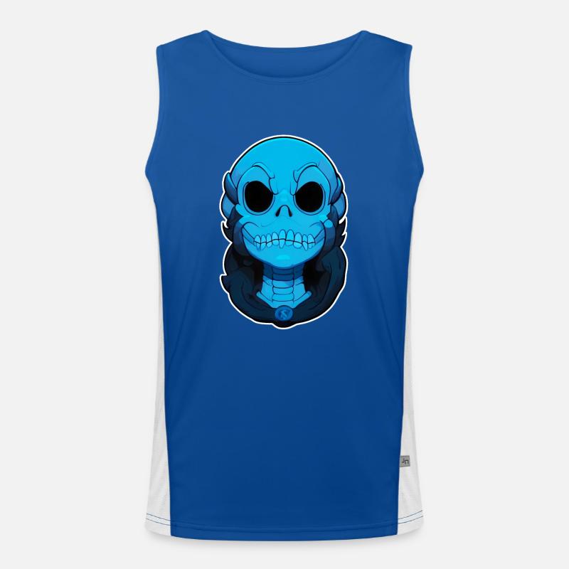 Blauer Monsterschädel Funktionelles Kontrast-Tank Top für Männer 
