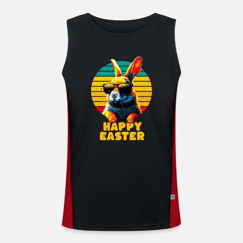 Cool Rabbit - Frohe Ostern Funktionelles Kontrast-Tank Top für Männer 