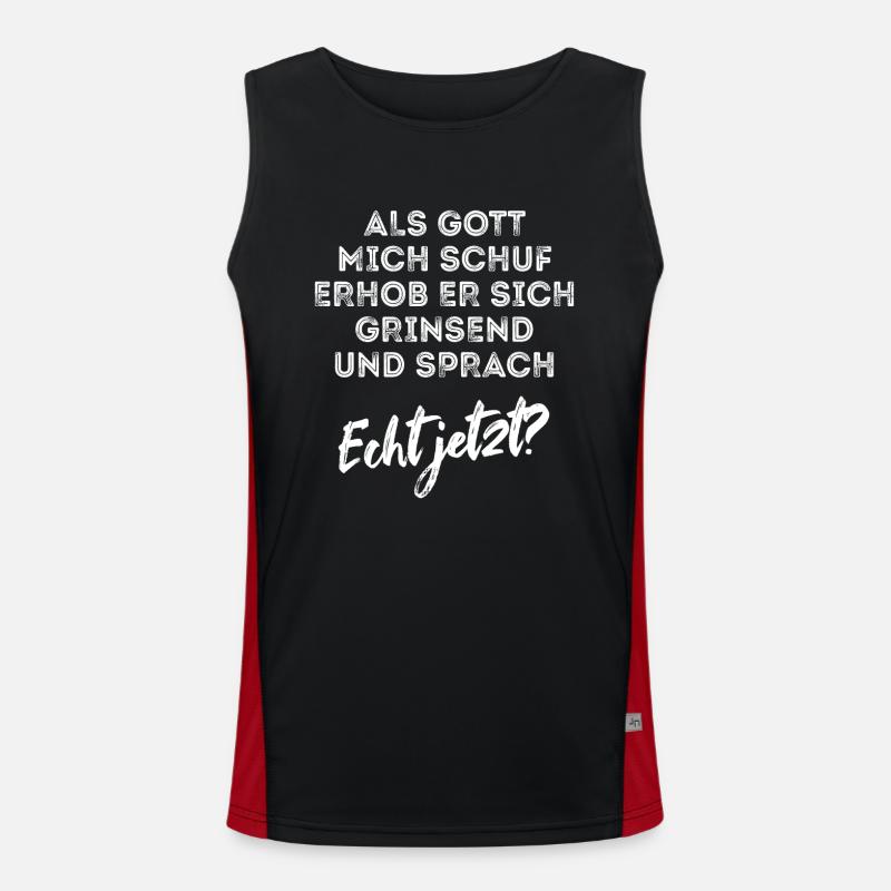 Als Gott mich schuf - Optimismus - Spruch Funktionelles Kontrast-Tank Top für Männer 