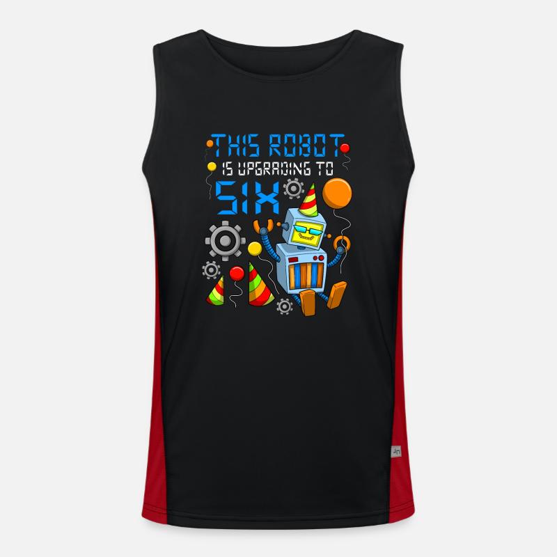 Roboter Geburtstag Outfit Junge 6. Roboter Geburtstagsfeier Funktionelles Kontrast-Tank Top für Männer 