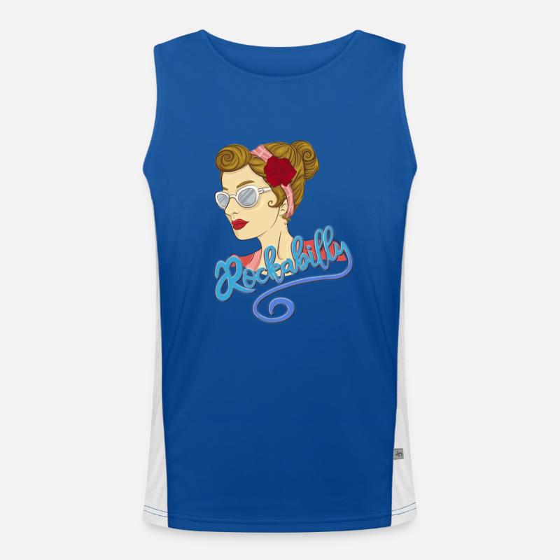 Rockabilly Musik Design Funktionelles Kontrast-Tank Top für Männer 