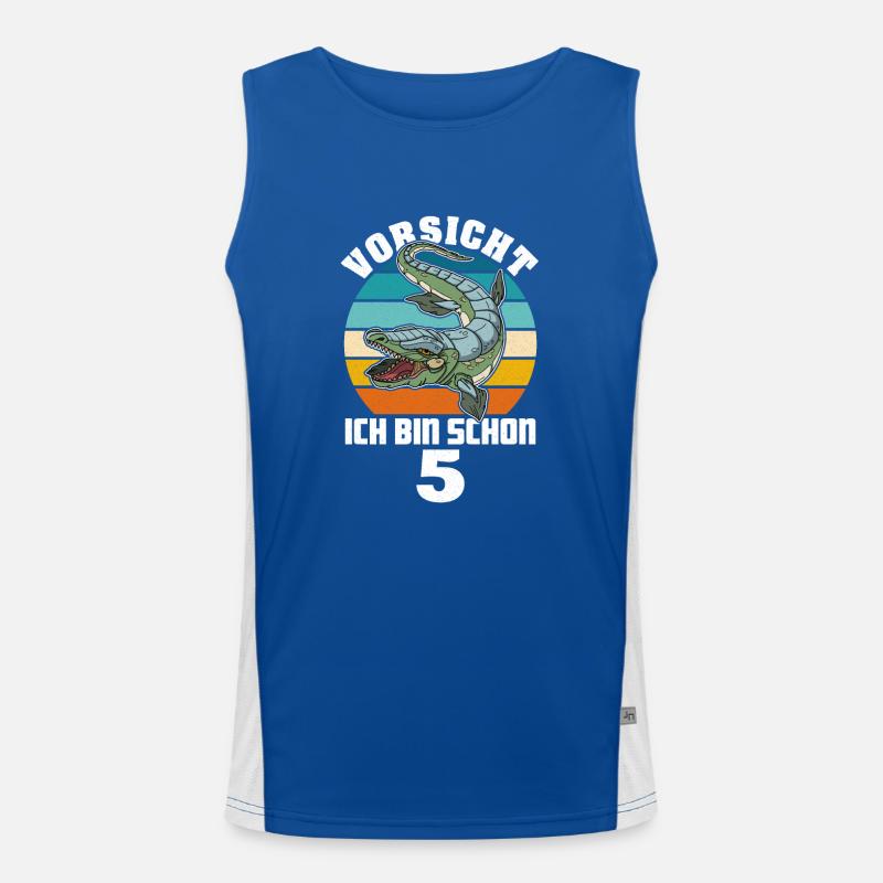 Mosasaurus Kinder Spruch Schule Dinosaurier Funktionelles Kontrast-Tank Top für Männer 