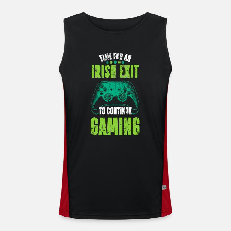 Time For An Irish Exit To Continue Gaming Geschenk Funktionelles Kontrast-Tank Top für Männer 