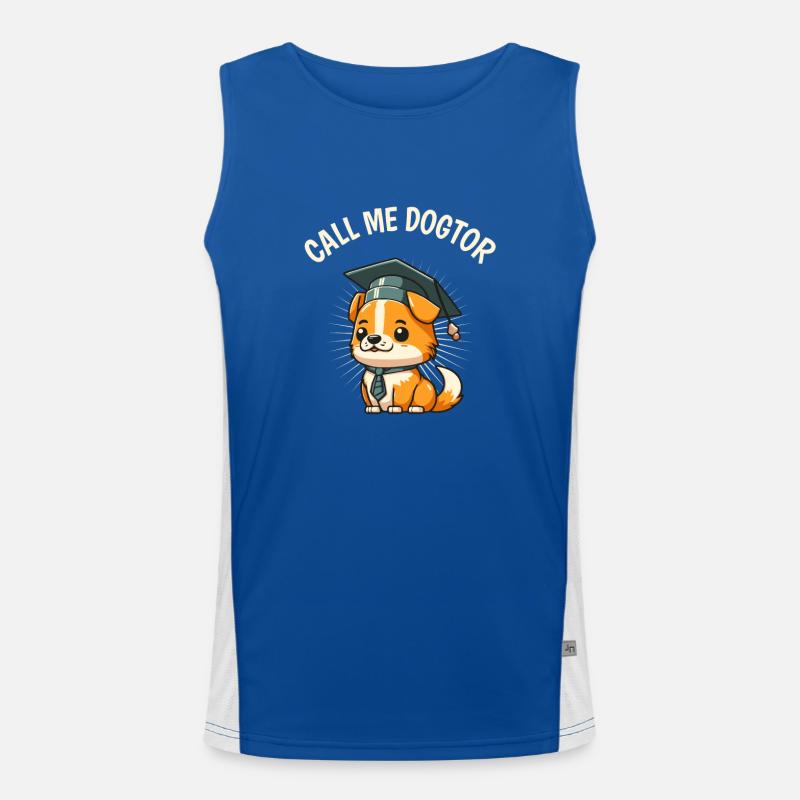 Cute Dog Funny Ph.D. Thesis PhD Student Men's Functional Contrast Tank Top 