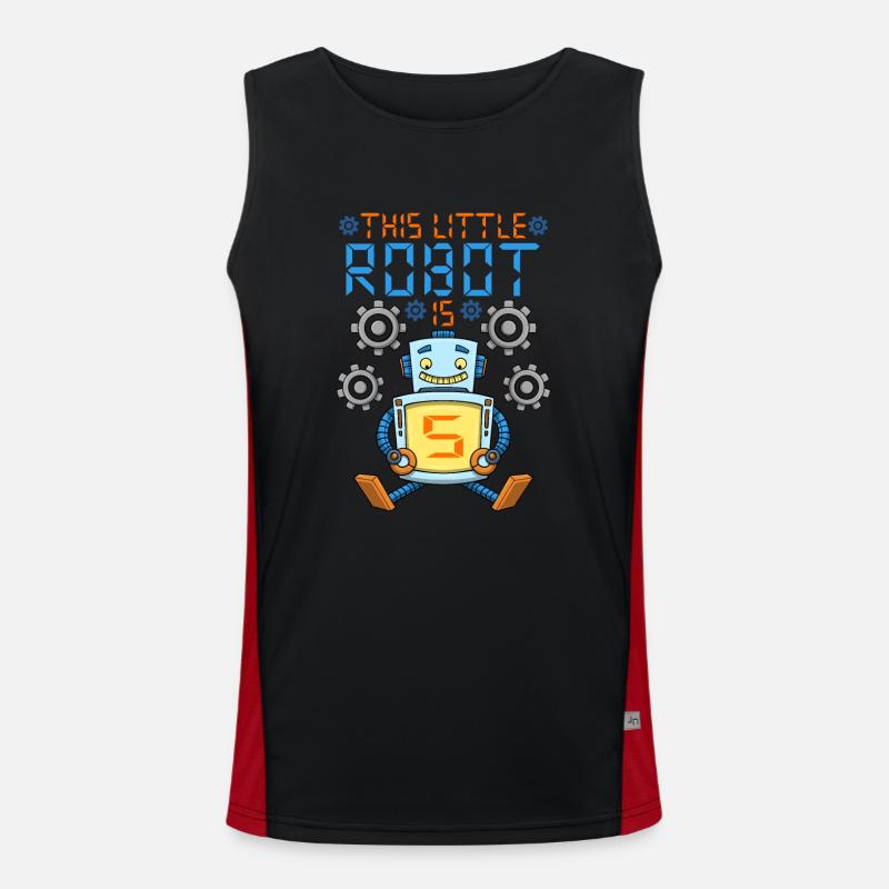 Roboter Geburtstagsoutfit Junge 5. Roboter Geburtstagsfeier Funktionelles Kontrast-Tank Top für Männer 