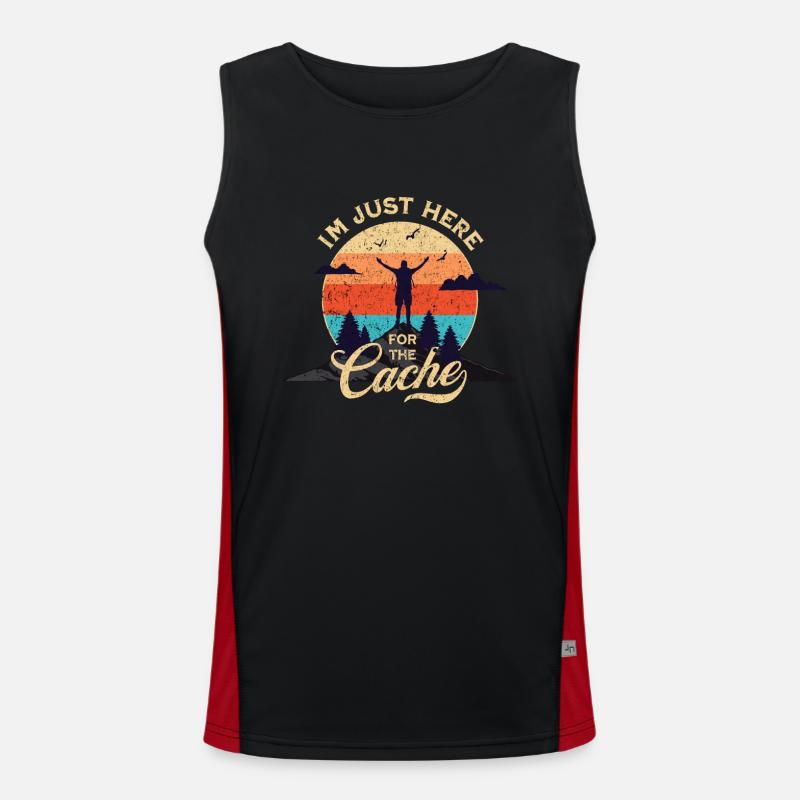 Geocaching - Im Just Here For The Cache Men's Functional Contrast Tank Top 