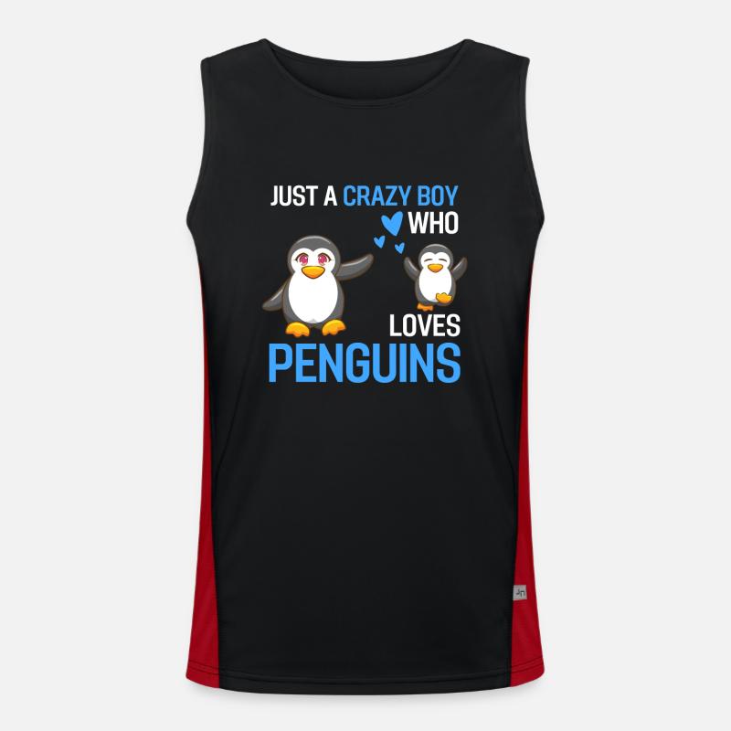 Nur ein verrückter Junge der Pinguine liebt Tier Funktionelles Kontrast-Tank Top für Männer 