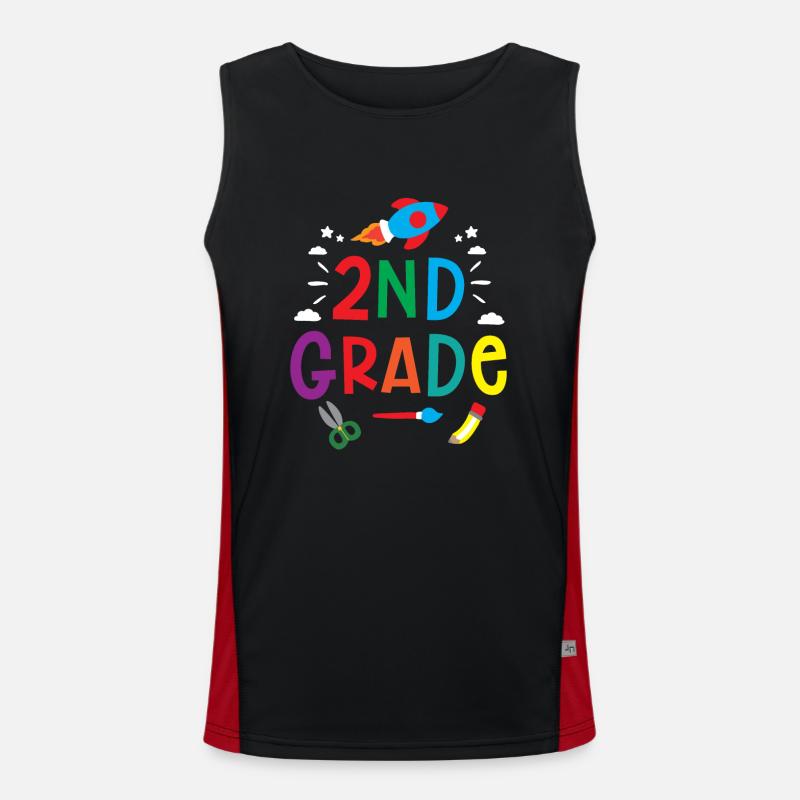 Second Grade School Second Grade Students Teachers Men's Functional Contrast Tank Top 