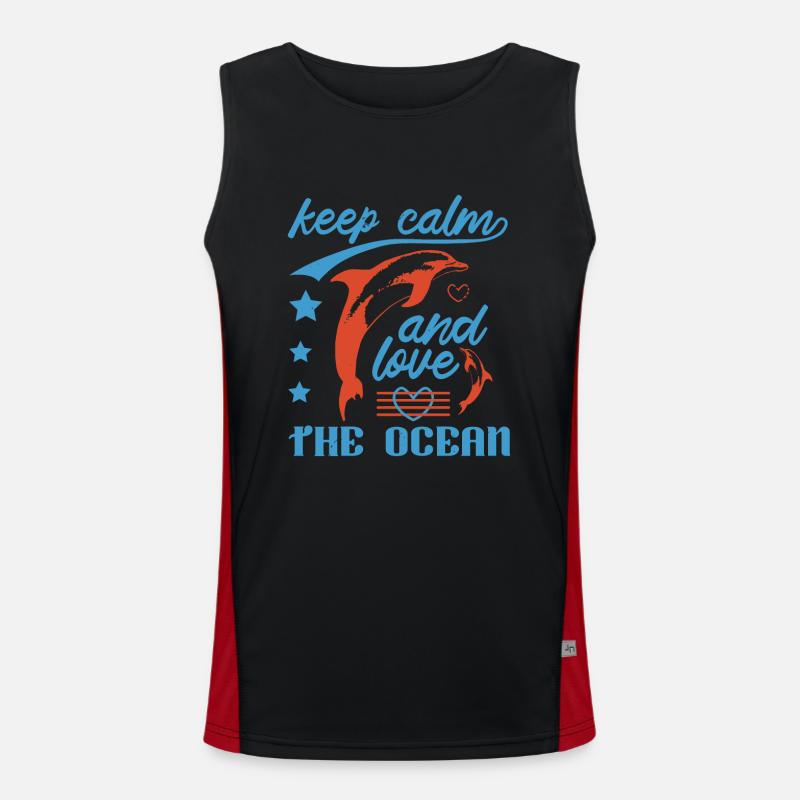 KEEP CALM AND LOVE DOLPHINS Men's Functional Contrast Tank Top 