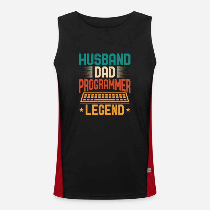 Husband Dad Programmer Legend Coder Programmierer Men's Functional Contrast Tank Top 