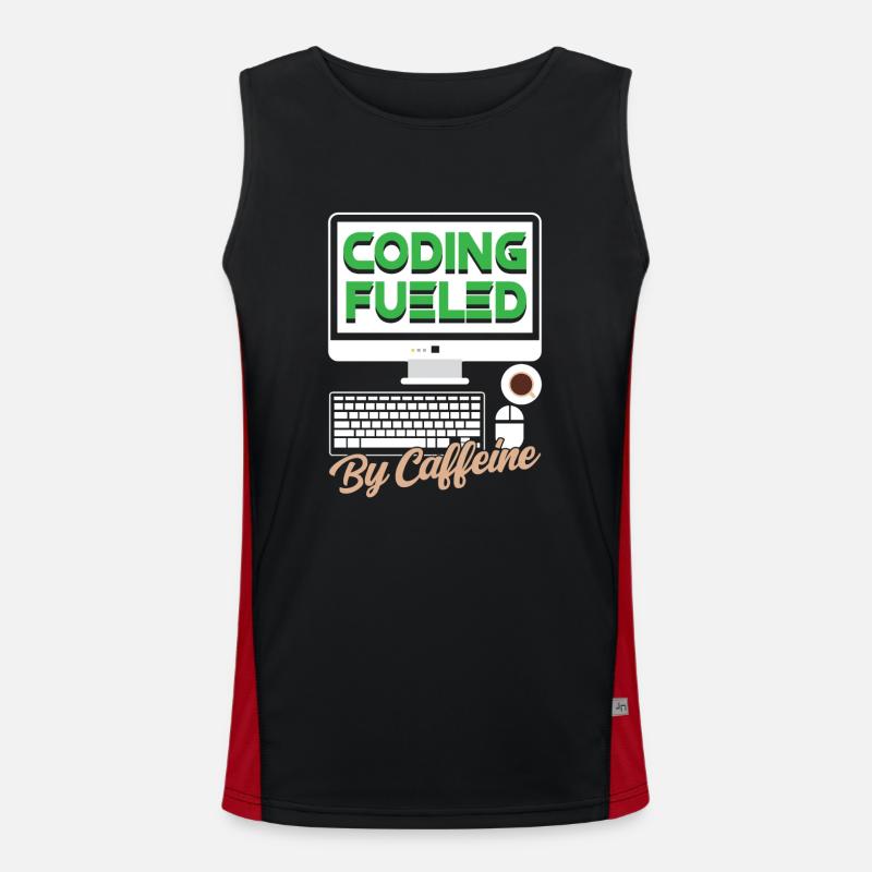Programmieren Angetrieben Durch Koffein Coding Funktionelles Kontrast-Tank Top für Männer 