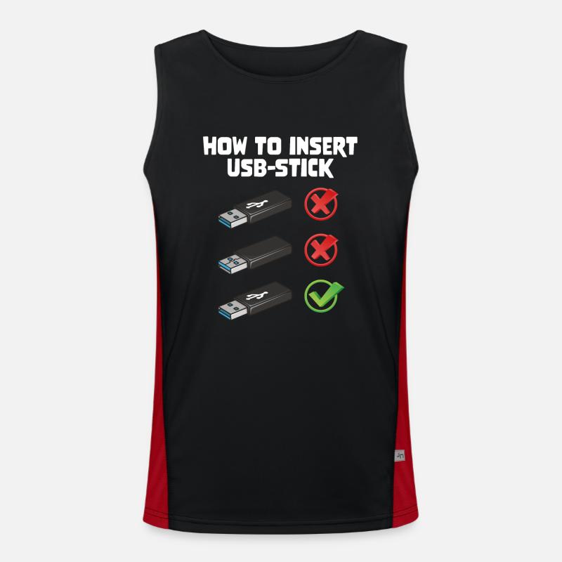 How To Insert USB Stick Funny Programmer Meme Funktionelles Kontrast-Tank Top für Männer 