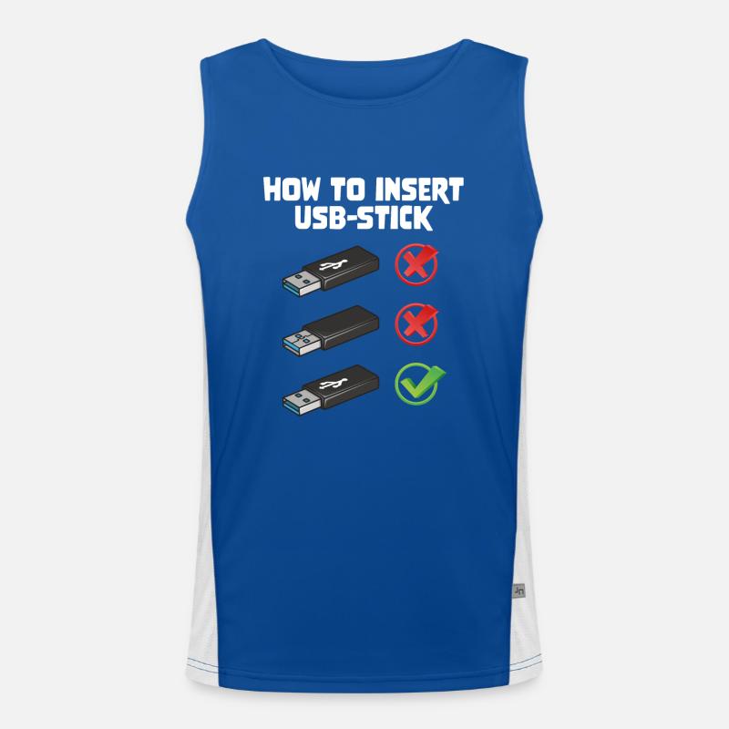 How To Insert USB Stick Funny Programmer Meme Funktionelles Kontrast-Tank Top für Männer 