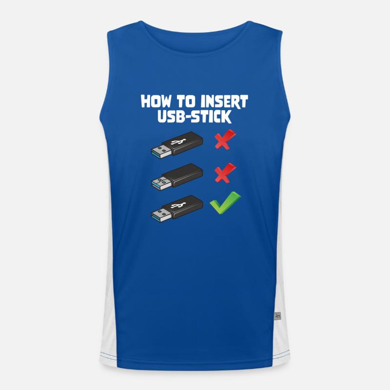 How To Insert USB Stick Funny Programmer Meme Funktionelles Kontrast-Tank Top für Männer 