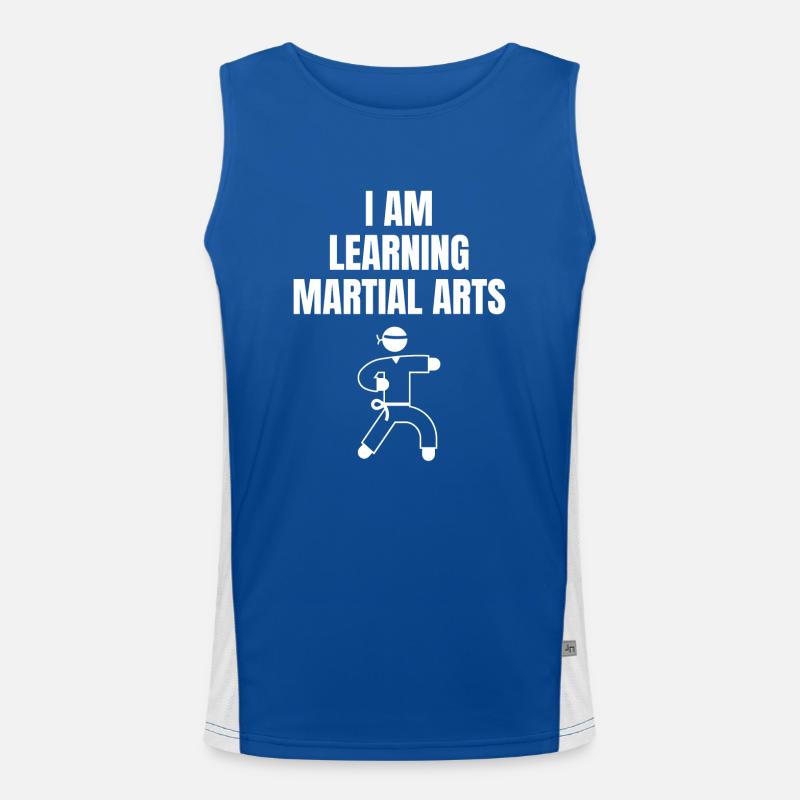 Ich lerne Kampfkünste Spruch Englisch Funktionelles Kontrast-Tank Top für Männer 