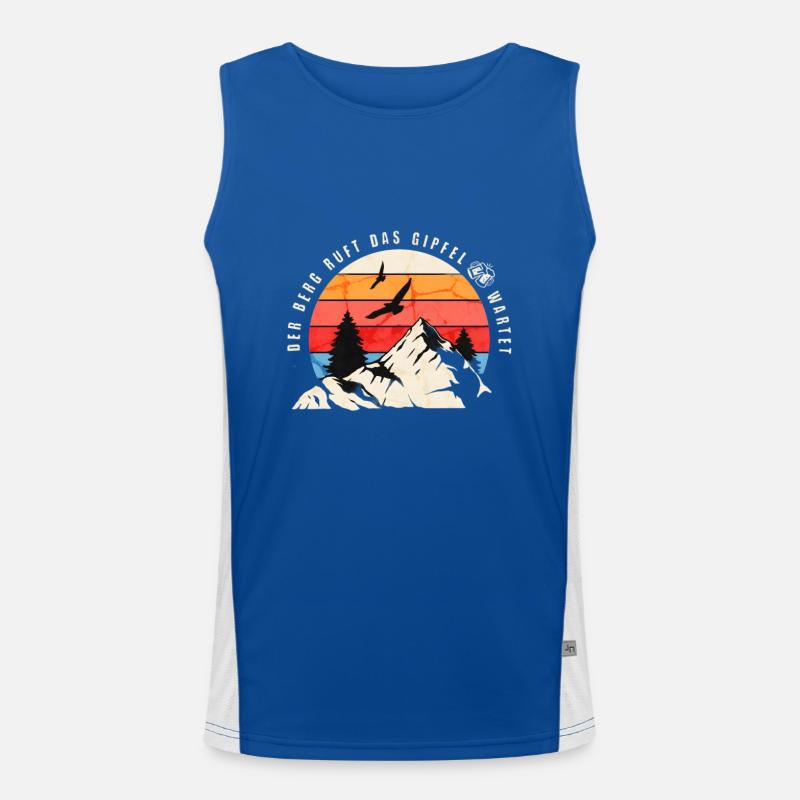 Der Berg Ruft das Gipfelbier wartet Bergsteiger, Funktionelles Kontrast-Tank Top für Männer 