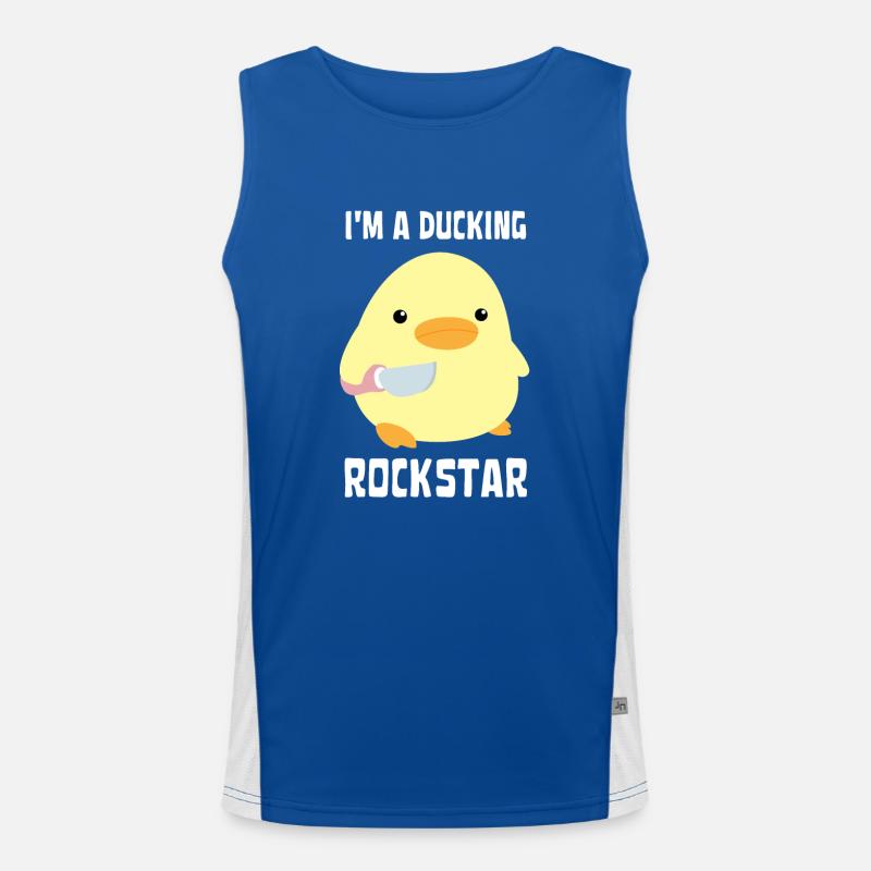 I'm A Ducking Rock Star Funny Duck with knife Meme Funktionelles Kontrast-Tank Top für Männer 
