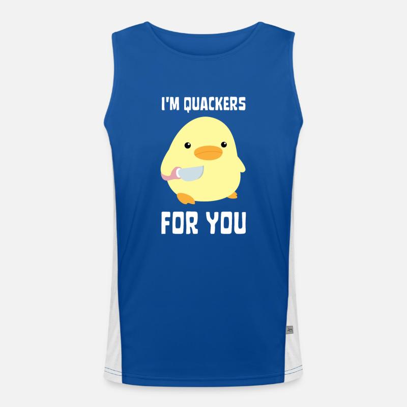 I'm Quackers For You - Funny Duck with knife Meme Funktionelles Kontrast-Tank Top für Männer 