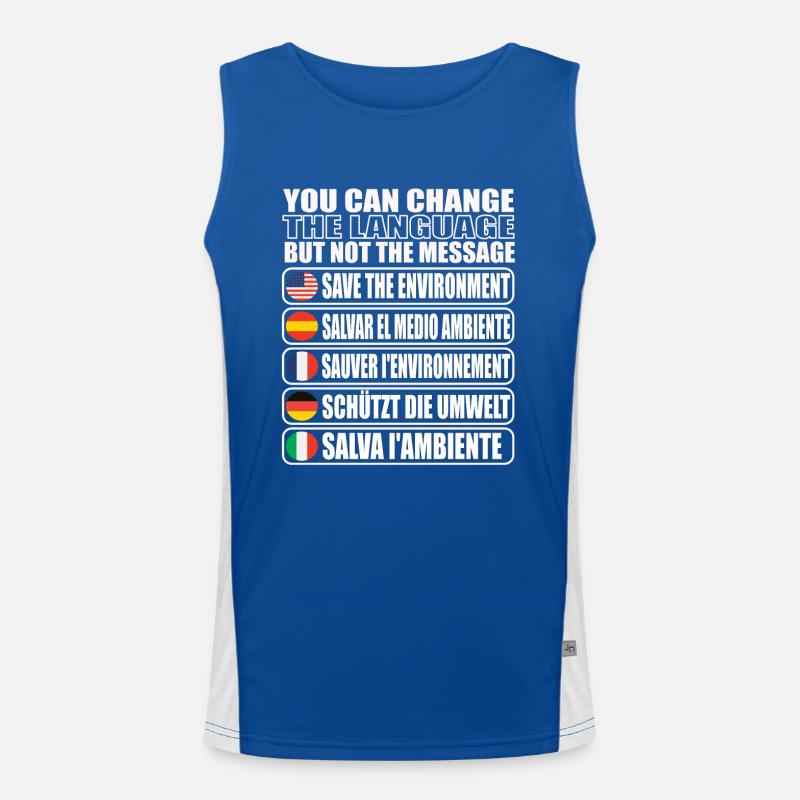 Speichern Sie Die Planetenumgebung Funktionelles Kontrast-Tank Top für Männer 