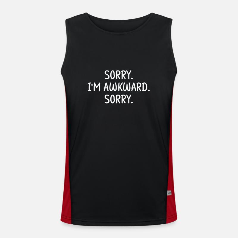 Introverted Gift Sarcastic Introverted - Men's Functional Contrast Tank Top  - black/red