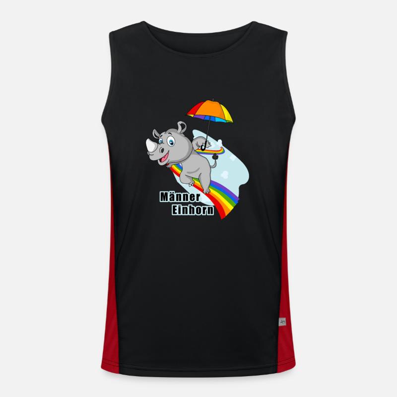 Männer Einhorn auf dem Regenbogen Funktionelles Kontrast-Tank Top für Männer 
