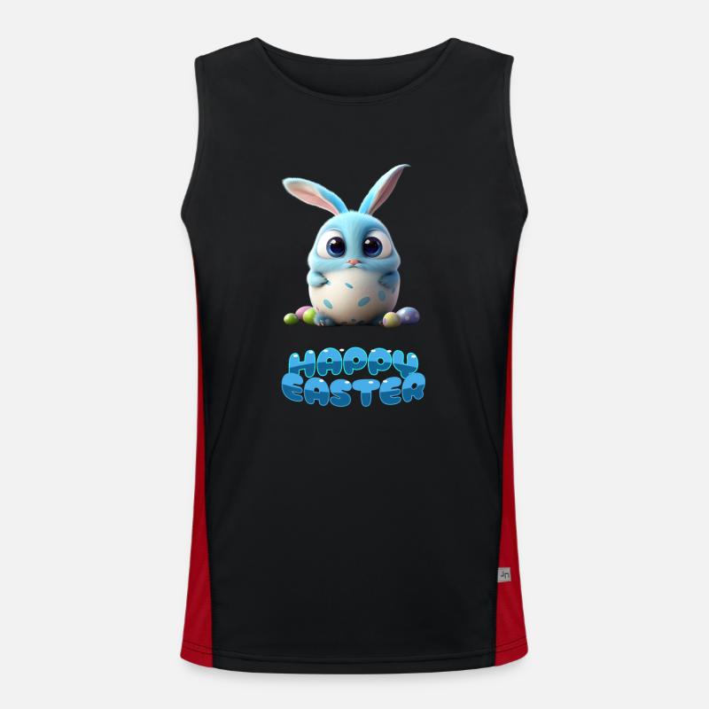 Funny Cute Happy Easter Bunny Men's Functional Contrast Tank Top 