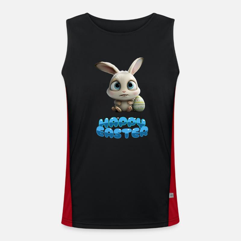 Funny Cute Happy Easter Bunny Men's Functional Contrast Tank Top 