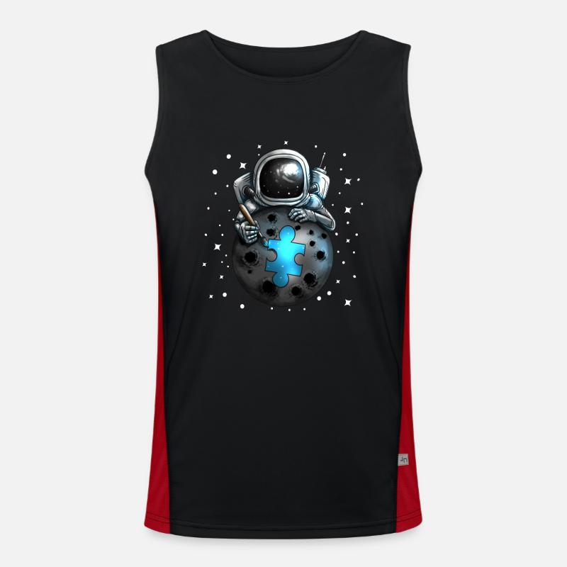 Astronaute Puzzle Autims Moon Blue Universe All Débardeur respirant contrasté Homme 