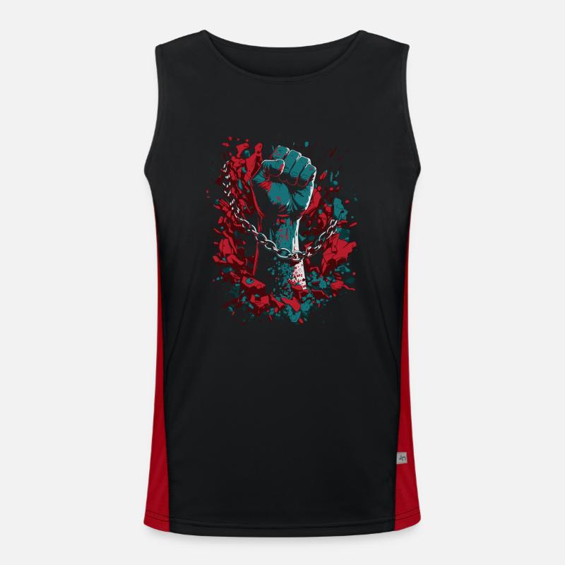 Fist of Chains - Black History Month Juneteenth Men's Functional Contrast Tank Top 
