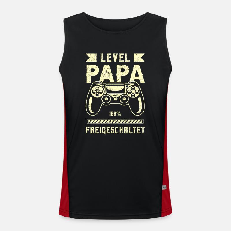 Frischgebackener Papa, Level Papa, Game Controller Funktionelles Kontrast-Tank Top für Männer 