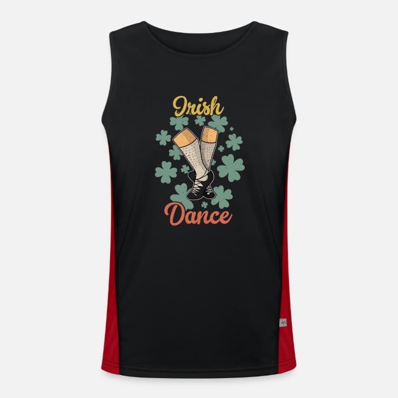 Irish Dance Dancing Dancer Ireland Clover Men's Functional Contrast Tank Top 