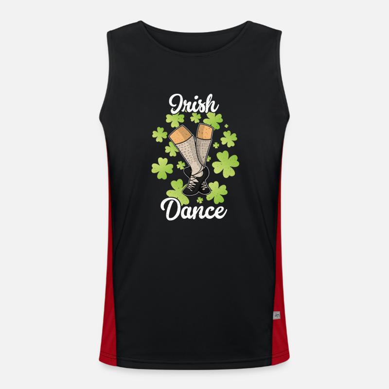 Irish Dance Dancing Dancer Ireland Clover Men's Functional Contrast Tank Top 