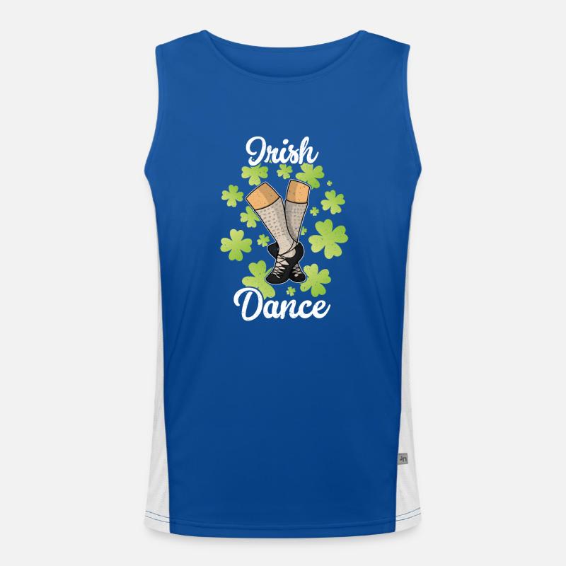 Irish Dance Dancing Dancer Ireland Clover Men's Functional Contrast Tank Top 