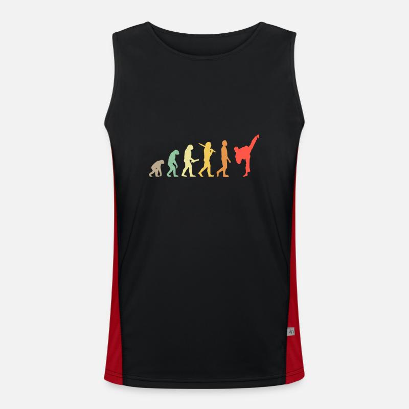 Retro Karate Evolution Gift For Karateka Men's Functional Contrast Tank Top 