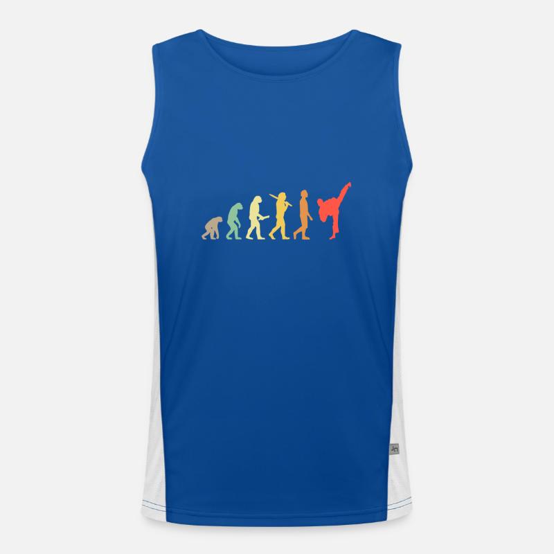 Retro Karate Evolution Gift For Karateka Men's Functional Contrast Tank Top 