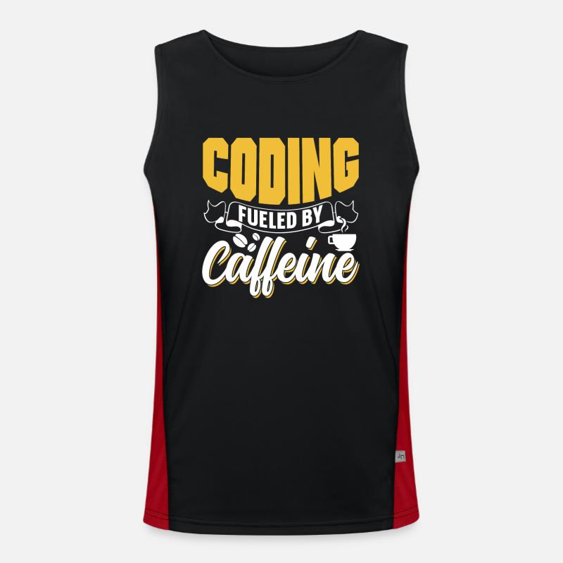 Programmieren Angetrieben Durch Koffein Coding Funktionelles Kontrast-Tank Top für Männer 