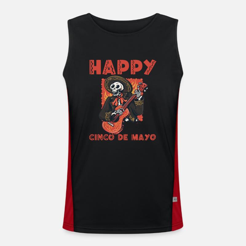 Cheerful Cinco de Mayo - Men's Functional Contrast Tank Top  - black/red