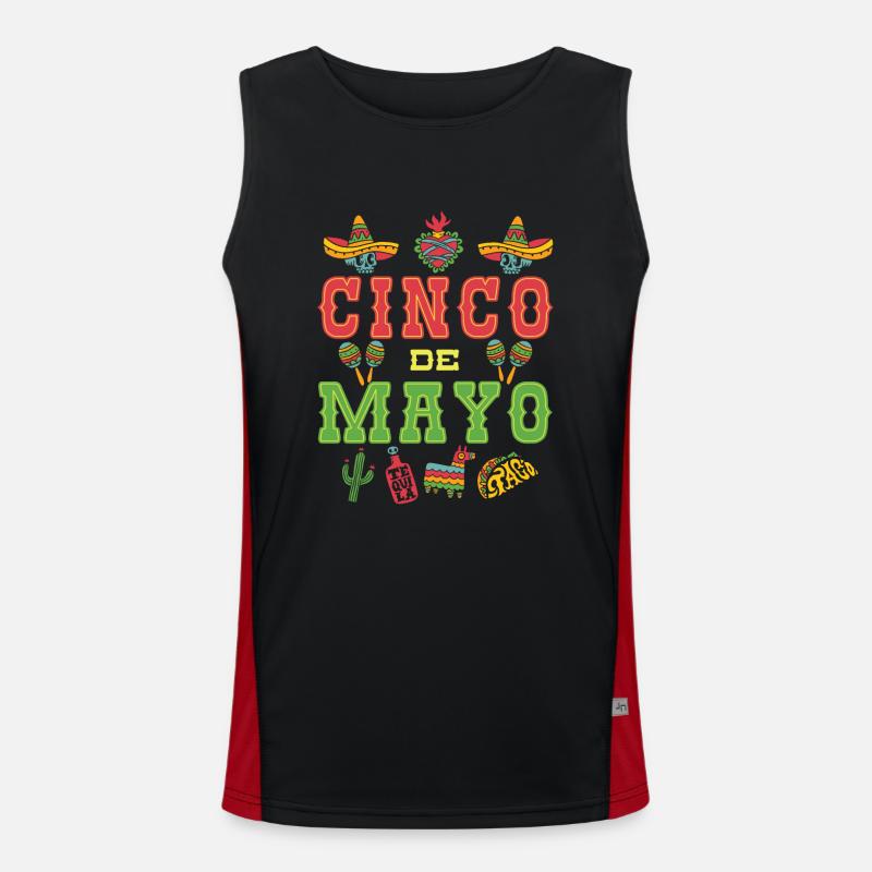 Cinco De Mayo - Men's Functional Contrast Tank Top  - black/red