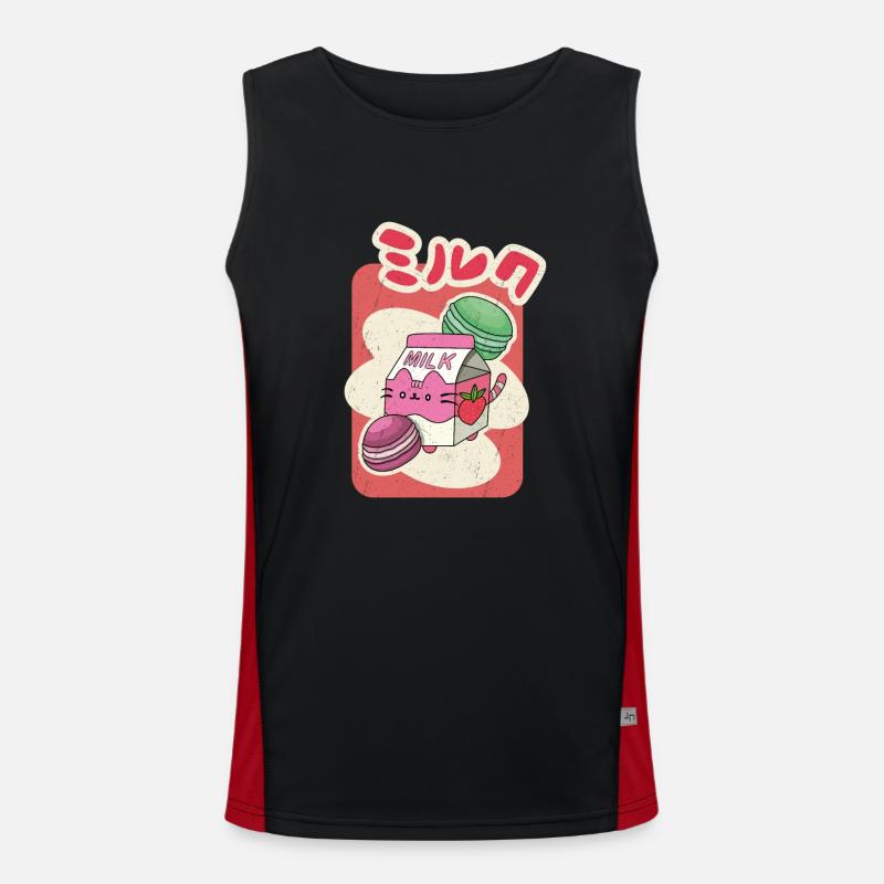 Milkshake Strawberry Japan Macaroons Gift Men's Functional Contrast Tank Top 