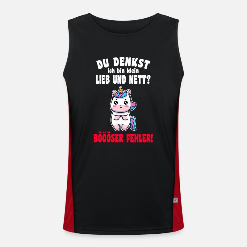 Du Denkst Ich Bin Klein Lieb Und Nett Einhorn Funktionelles Kontrast-Tank Top für Männer 