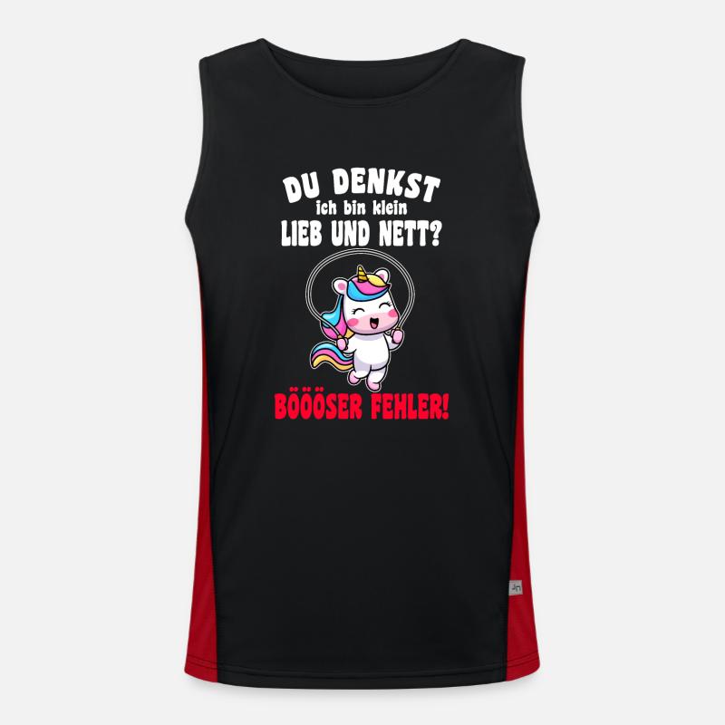 Du Denkst Ich Bin Klein Lieb Und Nett Einhorn Funktionelles Kontrast-Tank Top für Männer 