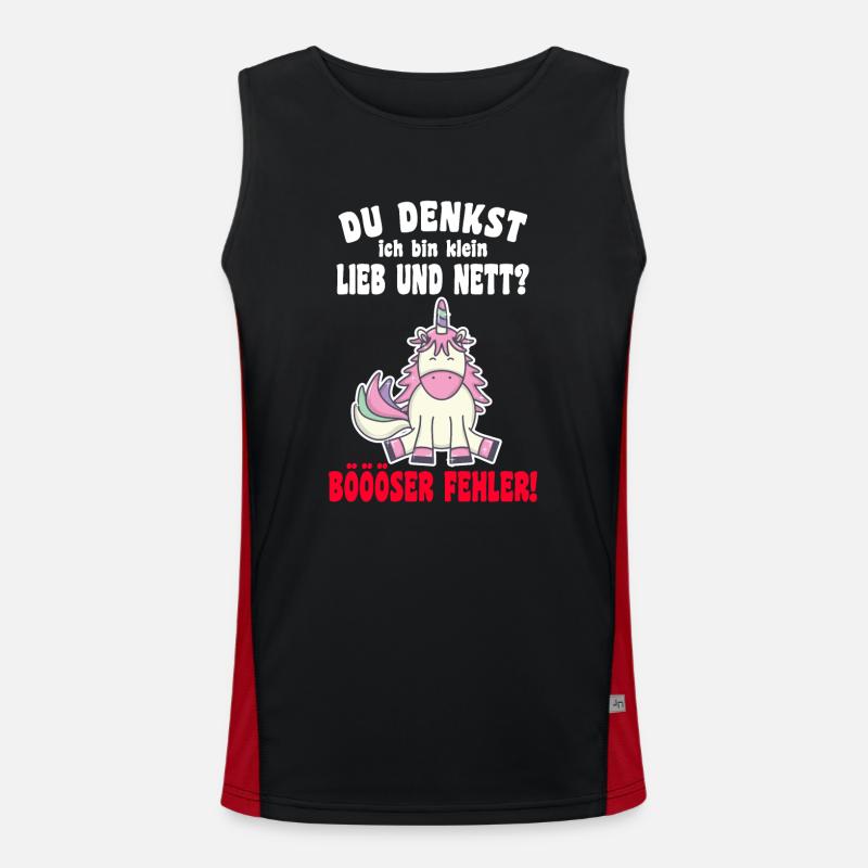 Du Denkst Ich Bin Klein Lieb Und Nett Einhorn Funktionelles Kontrast-Tank Top für Männer 