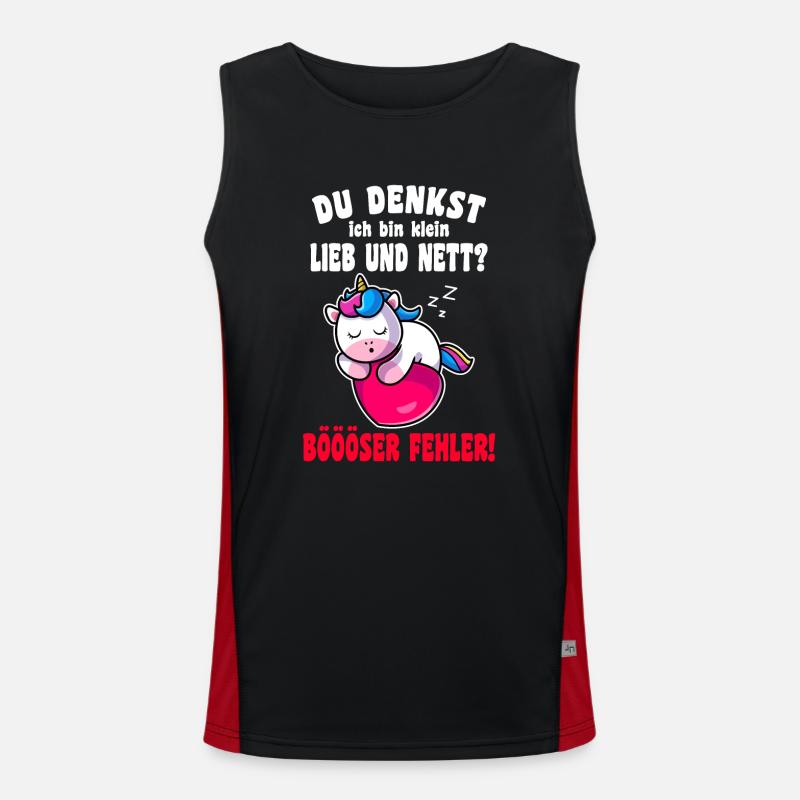 Du Denkst Ich Bin Klein Lieb Und Nett Einhorn Funktionelles Kontrast-Tank Top für Männer 