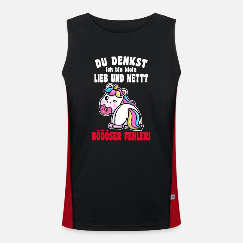 Du Denkst Ich Bin Klein Lieb Und Nett Einhorn Funktionelles Kontrast-Tank Top für Männer 