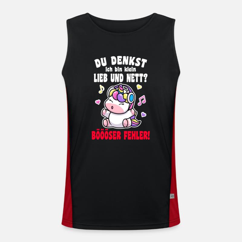 Du Denkst Ich Bin Klein Lieb Und Nett Einhorn Funktionelles Kontrast-Tank Top für Männer 