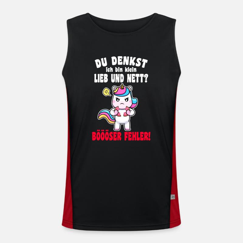 Du Denkst Ich Bin Klein Lieb Und Nett Einhorn Funktionelles Kontrast-Tank Top für Männer 