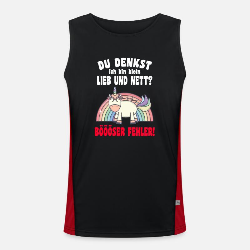 Du Denkst Ich Bin Klein Lieb Und Nett Einhorn Funktionelles Kontrast-Tank Top für Männer 