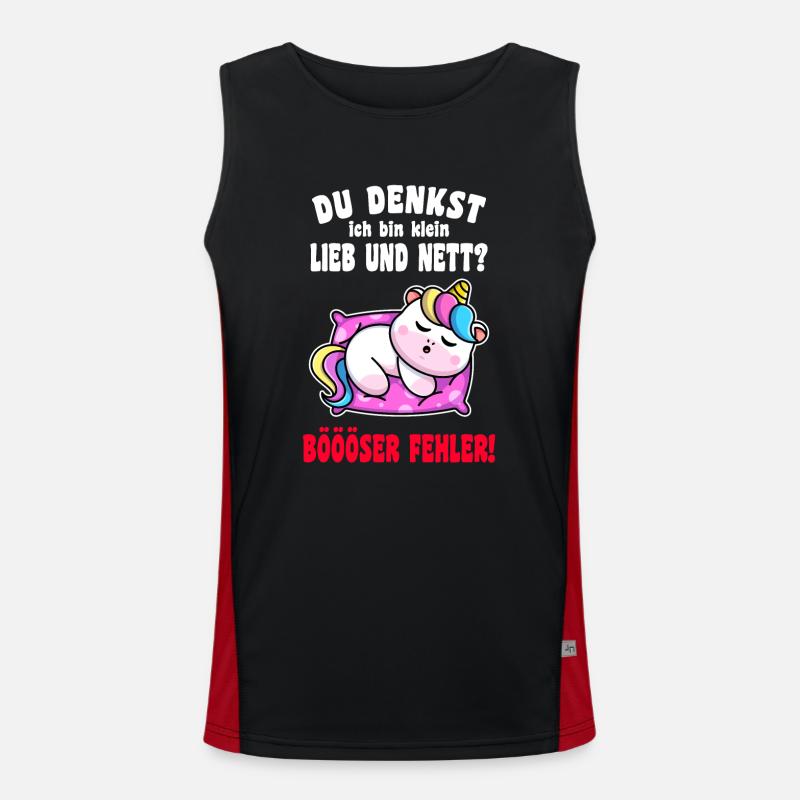 Du Denkst Ich Bin Klein Lieb Und Nett Einhorn Funktionelles Kontrast-Tank Top für Männer 